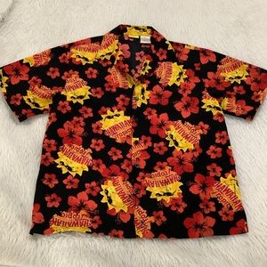 Hawaiian tropical black floral beach vacation shirt